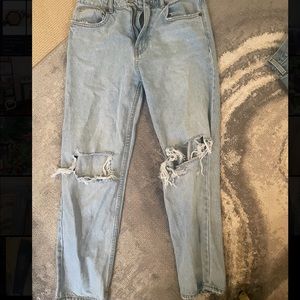 Zara light wash jeans with knee rips